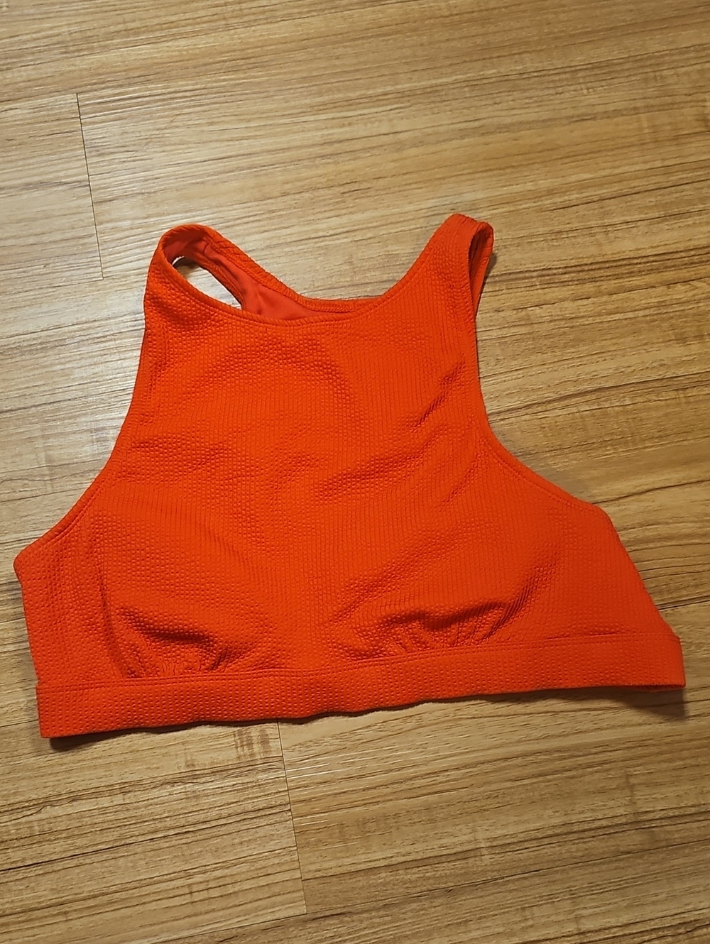High Neck Orange Women's Bralette - Comfortable Support Swim Top  Size Large
